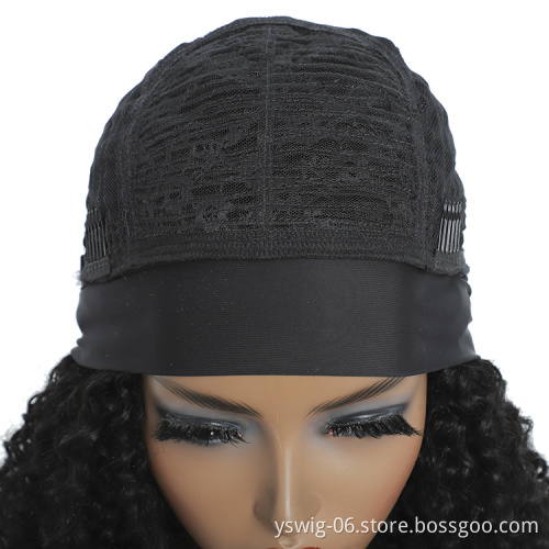 Kinky Curly Headband Wig Human Hair Remy Glueless Natural Wig with Head Band Full Machine Made Wig Lazy Girl Approved Soft